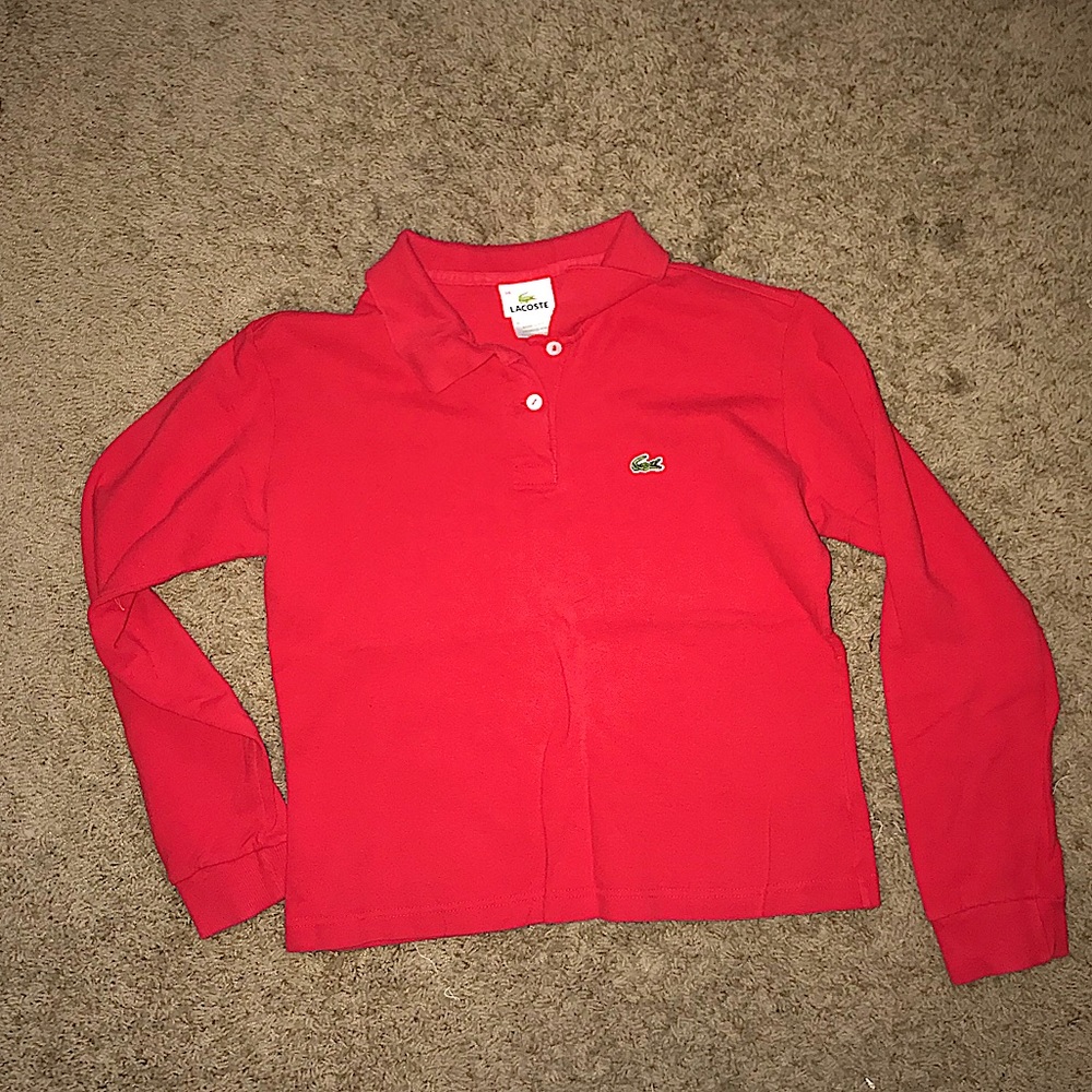 Lacoste fitted Red collar long sleeve!